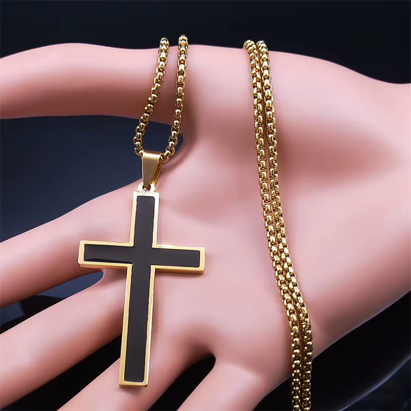 AFAWA Halskette mit Kreuz-Anhänger, Edelstahl, Gold, Herren - Bild 2