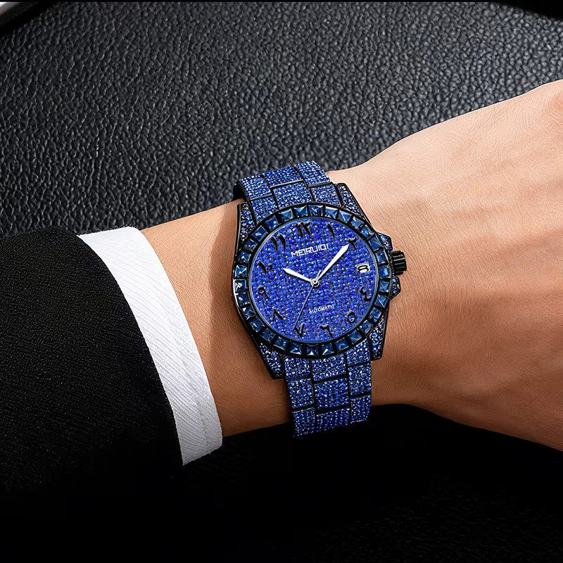 MEIRUIQI Digitaluhr, Blau, Edelstahl, Datum, Herren - Bild 4