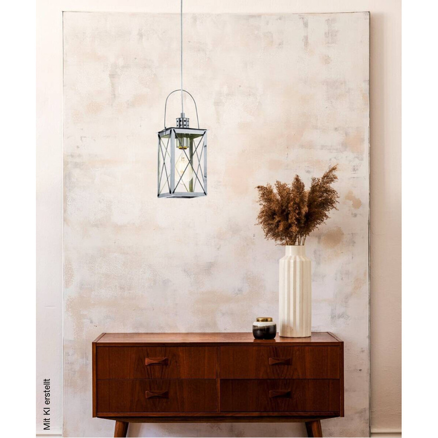 Eglo Pendelleuchte Donmington in Silber aus Glas und Metall mit E27 Fassung, B/T/H: 15 x 15 x 110 cm - Bild 2