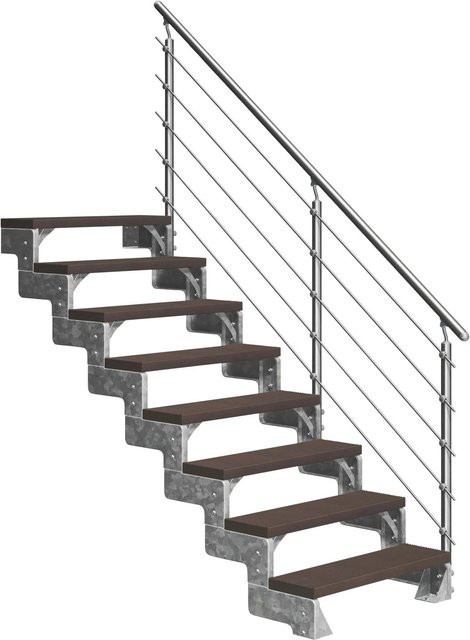 Dolle Außentreppe Gardentop 8 mit Trimax-Stufen und Prova-Geländer in Dunkelbraun, Breite: 80 cm - Bild 1