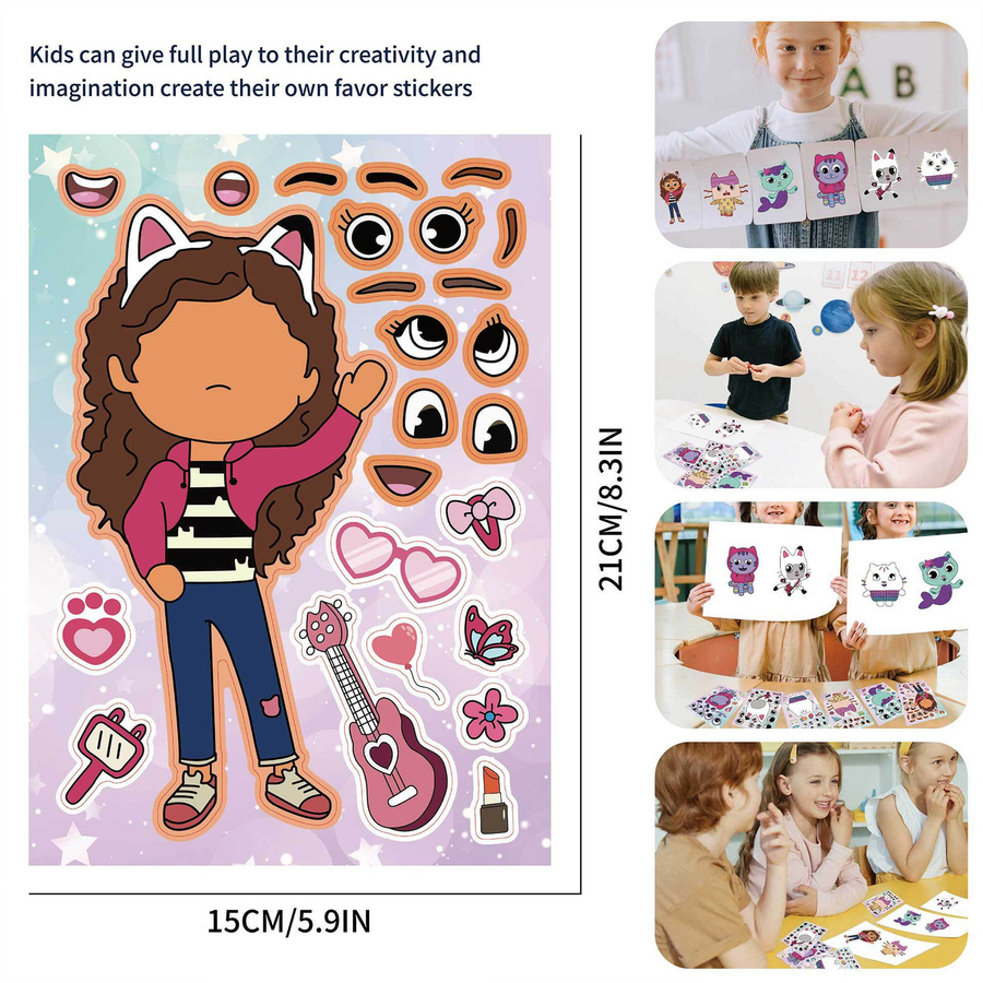Fashnics Gabby's Puppenhaus Aufkleber Lernspielzeug 12-teiliges Set - Bild 3