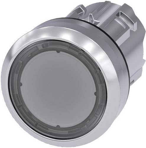 Siemens Drucktaster 3SU1050-0AB70-0AA0 mit flachem Betätiger und Frontring aus Metall in Silber und Transparent - Bild 1