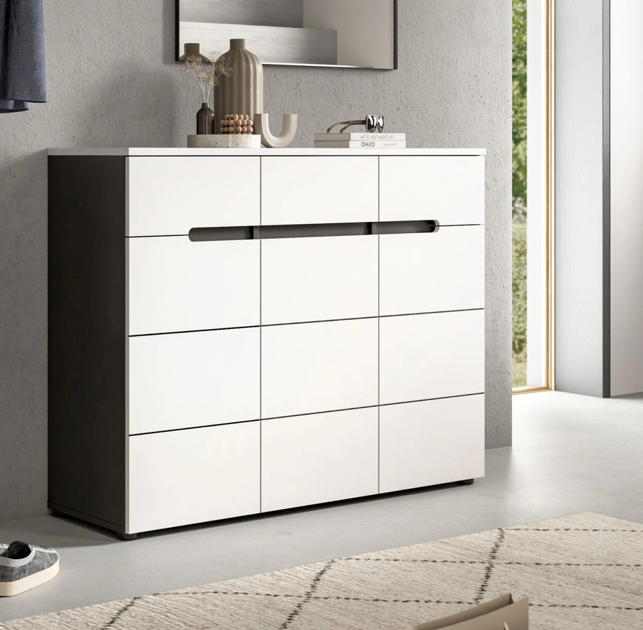 Schuhkommode Cooper von Inn.Furn in Weiß und Grau, B/T/H: 120 x 37 x 94 cm - Bild 3