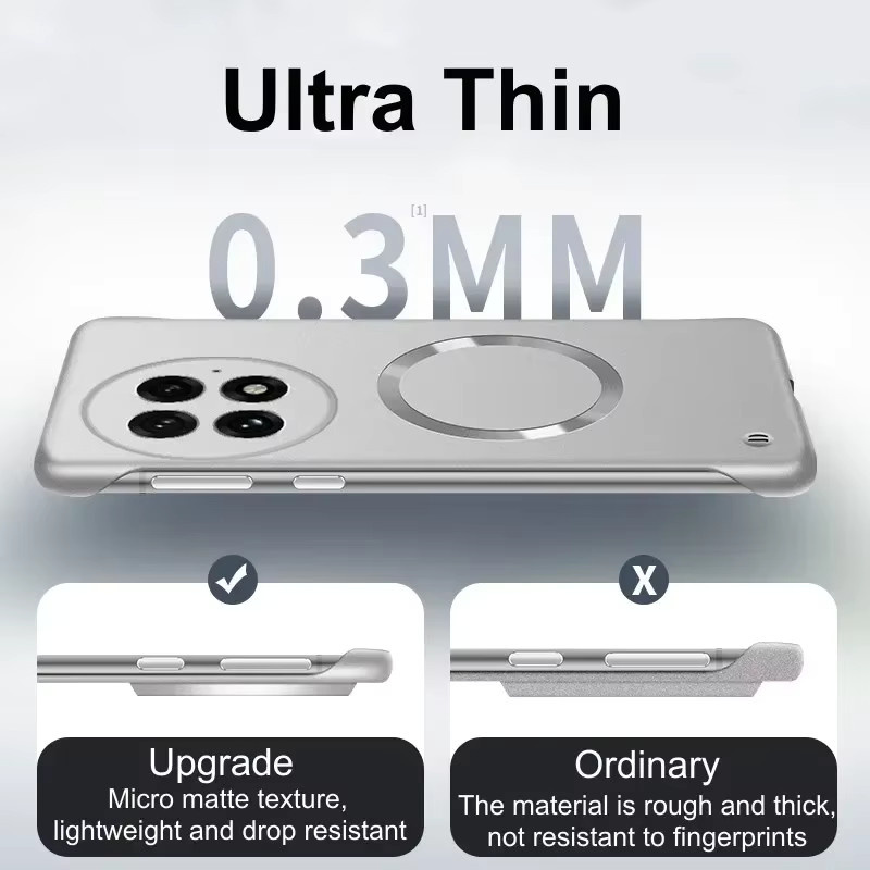 Magnetische Handyhülle für OnePlus Ace 6 und Ace 513R 12 Nord, ultradünnes metallisches Design, rahmenlos und stoßfest, Farbe: Silber - Bild 2