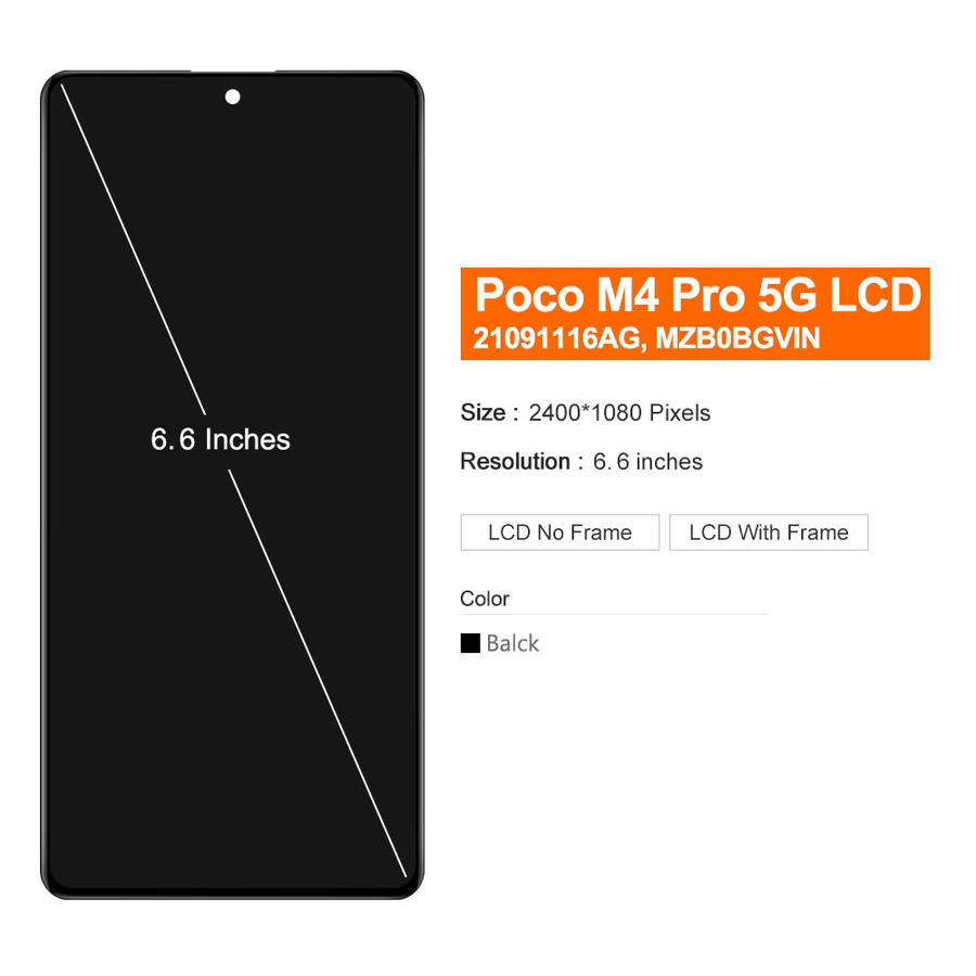 Xiaomi Poco M4 Pro 5G LCD Display Touchscreen Digitalisierer mit Rahmen in Schwarz 6.6 Zoll - Bild 2