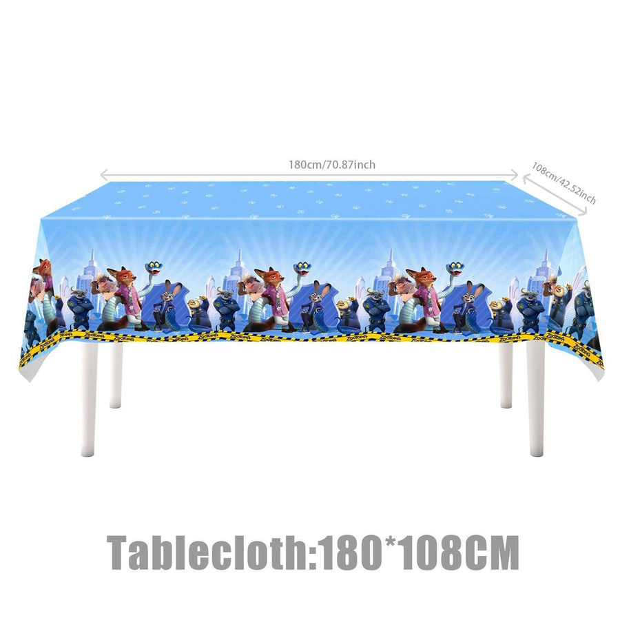 KIDSW Zootopia Partyzubehör Set in Multicolour mit Geburtstag Banner, Papptellern, Pappbechern, Servietten und Tischdecke - Bild 4