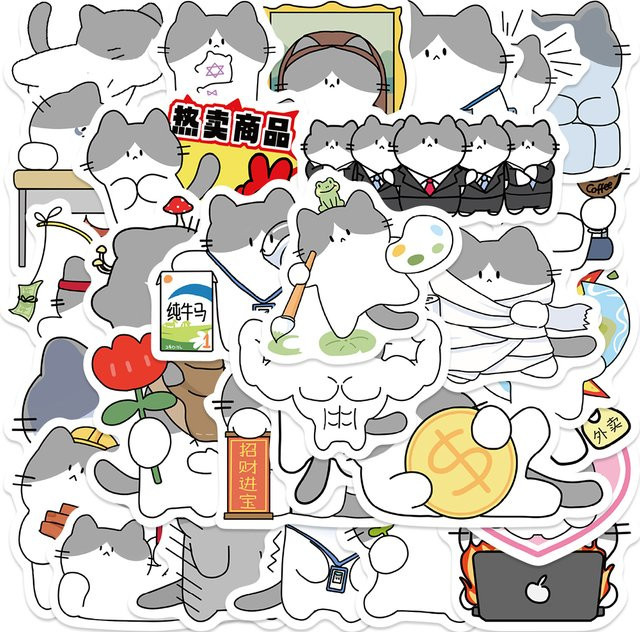 XiaoJiuMiao Katzen-Aufkleber, 30-teiliges Set, multicolor - Bild 1