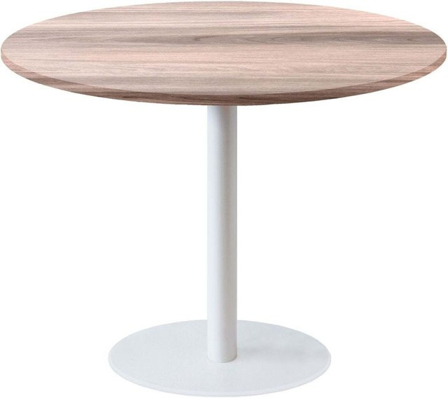 RestooTab Tisch Rome XL rund, Eiche und Hellgrau mit schwarzem Gestell, Durchmesser: 120 cm, Höhe: 75 cm - Bild 1