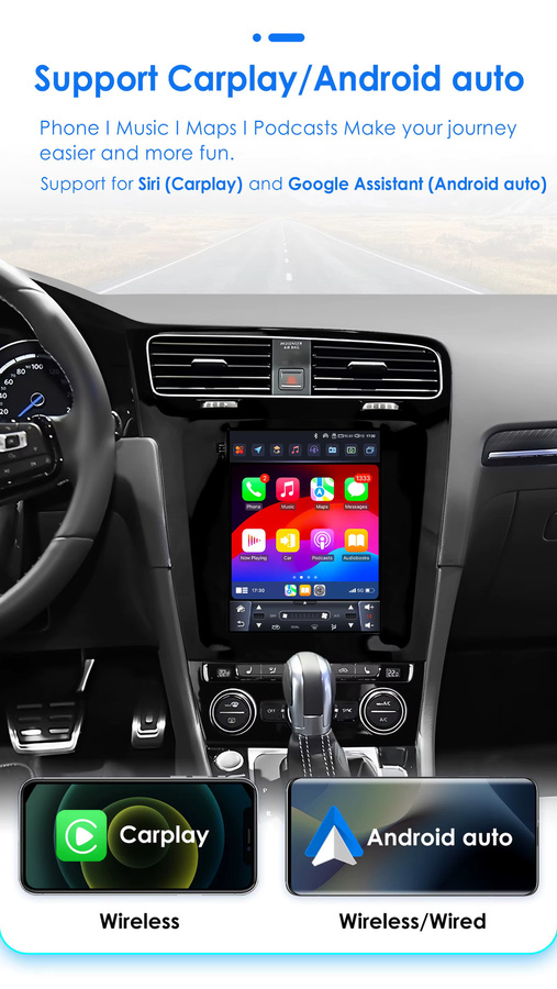 Hizpo Android Autoradio für Volkswagen Golf 7 2014-2018 mit 9,7 Zoll Tesla Style vertikalem Bildschirm, Carplay, GPS, 4G und Bluetooth in Schwarz - Bild 3