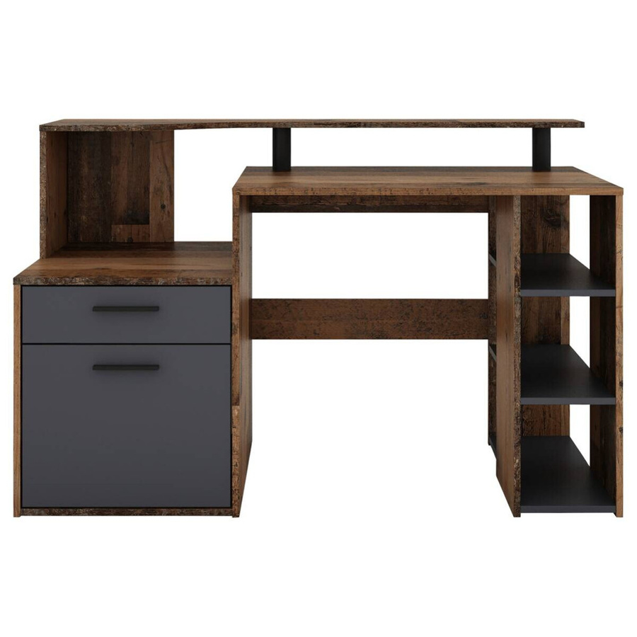 Schreibtisch LOUIS byLIVING in Anthrazit und Braun, modern, B/H/T: 140 x 89 x 55 cm - Bild 3
