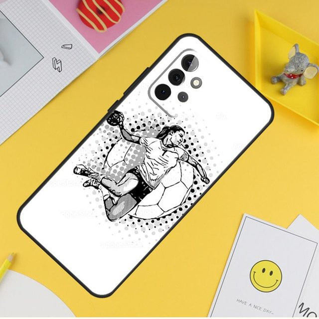 Handball Sport Schutzhülle für Samsung Galaxy A55 A35 A25 A15 A51 A71 A12 A32 A52 A13 A33 A53 A14 A34 A54 in Weiß - Bild 1