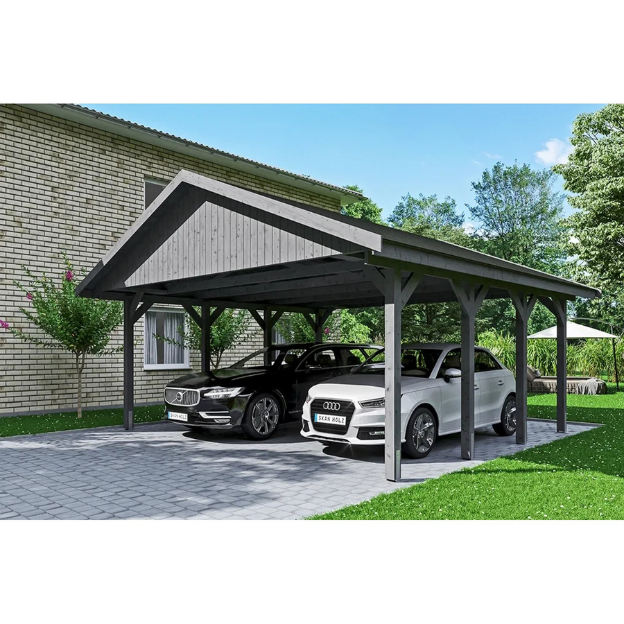 Skan Holz Carport Wallgau Satteldach aus Nadelholz in Schiefergrau, B/T: 620 x 600 cm, Höhe: 354 cm - Bild 2
