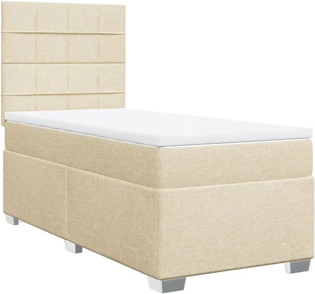 vidaXL Boxspringbett Hybrid mit Matratze und USB-Ladeport, Farbe Creme/Beige, B/T/H: 90 x 200 cm - Bild 1