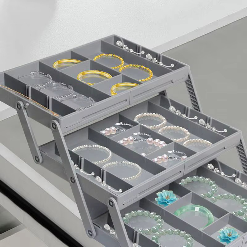 Erweiterbarer Schubladen Organizer aus Kunststoff in Grau für Schmuck und Kosmetika - Bild 3