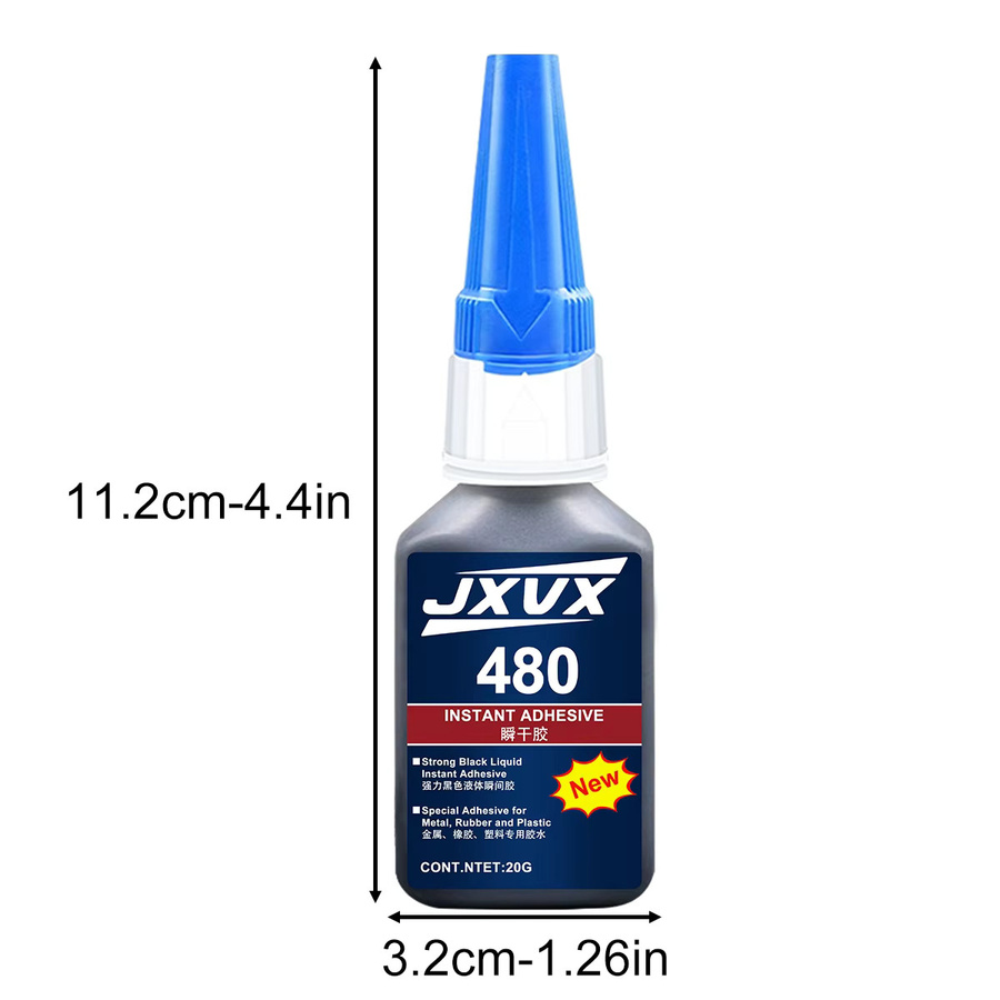 JXVX Superkleber Schwarz Cyanacrylat für Kunststoff, Holz, Metall und Gummi, 20 g - Bild 6