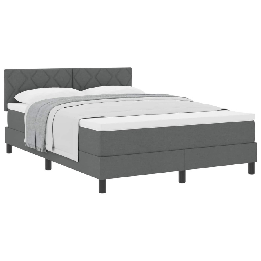 vidaXL Boxspringbett Hybrid mit Matratze und Taschenfederkern in Grau, B/T: 140 x 190 cm - Bild 2