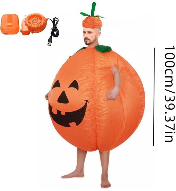 StrideWear Kürbis Halloween Kostüm, Aufblasbarer Anzug, Orange - Bild 1