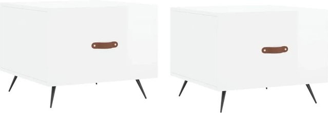 vidaXL Couchtisch Set 2 Stück Hochglanz-Weiß aus Holzwerkstoff, B/T/H: 50 x 50 x 40 cm - Bild 1