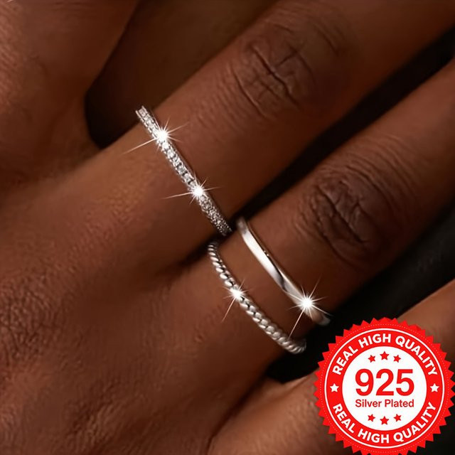 Ring-Set 925 Silber, Zirkonia, Damen - Bild 1