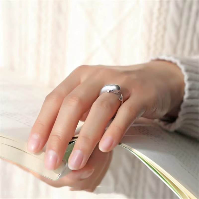 GaGa-Duck Ring 925 Silber, Wal Fisch, Kristall - Bild 2