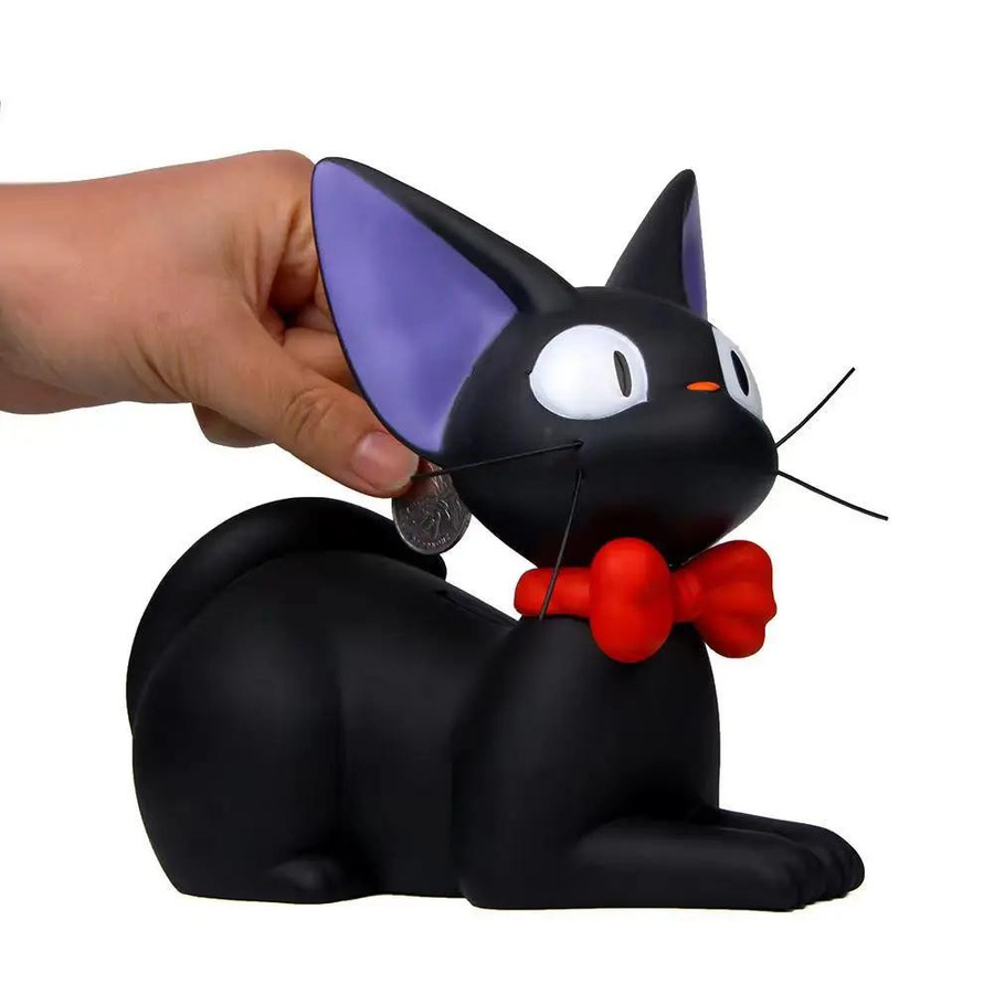Kreative schwarze Katze Spardose aus Vinyl mit Kaugummi-Aufbewahrung und Handkurbel zur Dekoration - Bild 2
