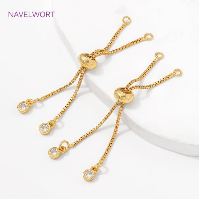 Armbandverlängerungskette 18 Karat vergoldet, 6 cm, mit Silikonperle - Bild 1