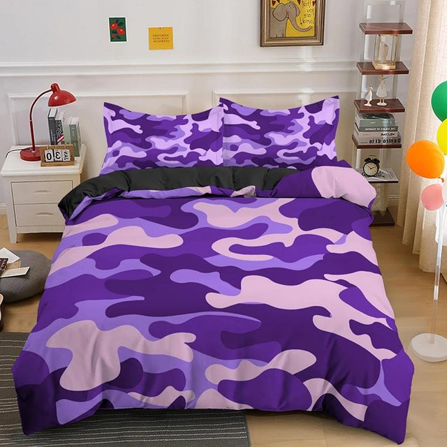 Camouflage Bettwäsche Set Your Warm Home für Kinder und Teenager in Multicolour und Purple, 3-teilig aus Polyester, B/H: 240 x 210 cm - Bild 1