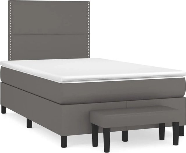 vidaXL Boxspringbett Hybrid mit Matratze Grau und Weiß, B/T/H: 120 x 200 x 30 cm - Bild 1