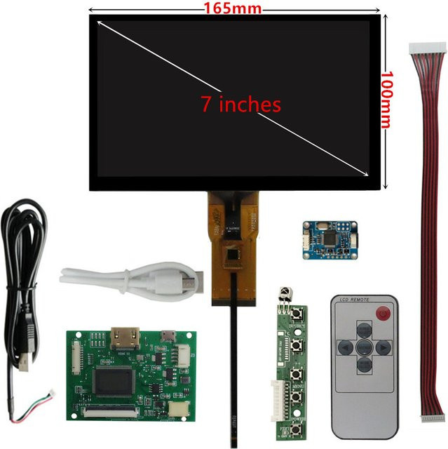 Heyman 7 Zoll LCD-Touchmonitor mit HDMI-Anschluss und Treiberboard für Raspberry Pi, Banana Pi und Orange Pi, Auflösung 1024 x 600 Pixel - Bild 1