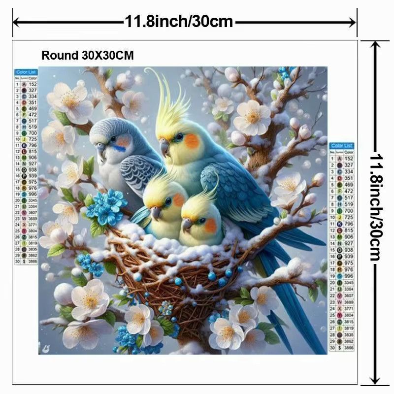Potdemiel DIY Diamantmalerei Set Blume und Vogel als Mosaik-Stickerei für die Wanddekoration in Multicolor - Bild 2