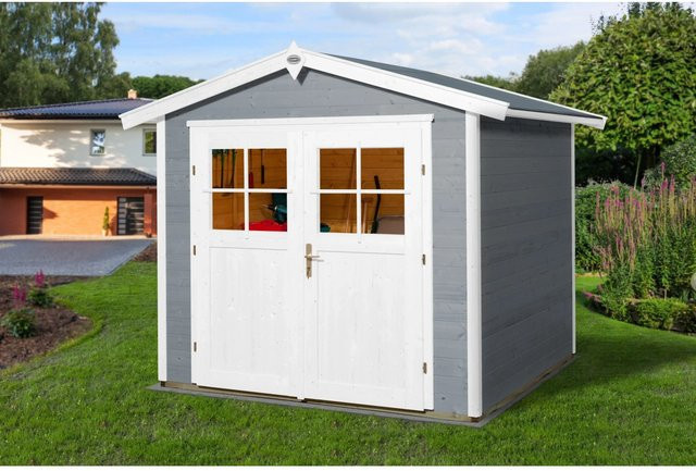 OBI Outdoor Living Holz-Gartenhaus Monza mit Satteldach in Grau-weiß, B: 227 cm, T: 205 cm, H: 210 cm - Bild 1
