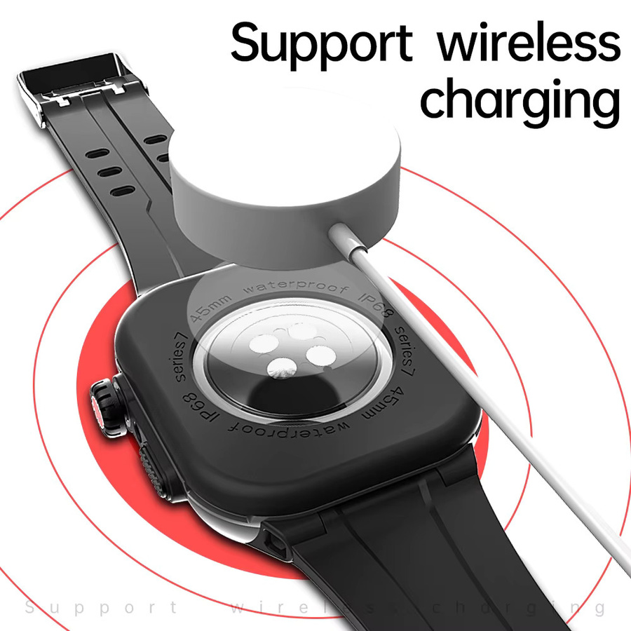 Shellbox Hülle für Apple Watch S7 S8 45mm, Silikon, Schwarz, Unisex - Bild 2