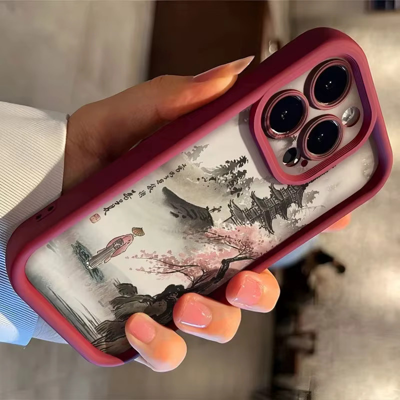 Japanische Handyhülle mit Kirschblüten und Bügel für iPhone 17 16 15 14 13 12 11 Pro Max XS X XR 7 8 Plus und Air Modelle - Bild 4