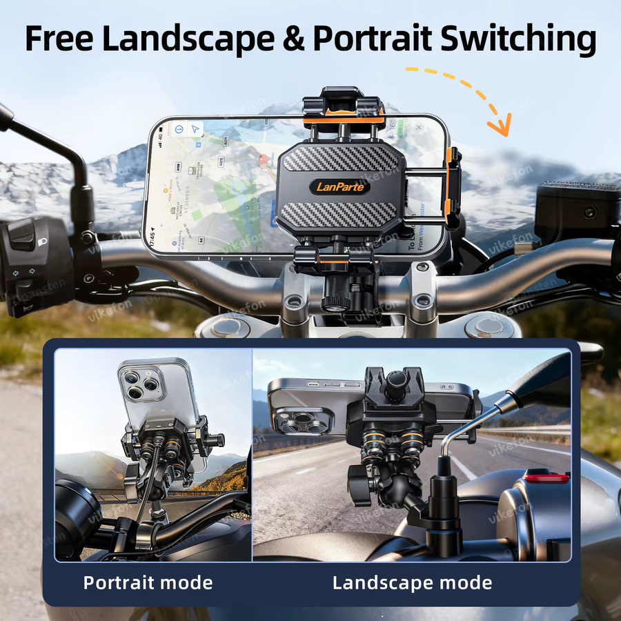 VIKEFON Stoßfester Motorrad-Handyhalter mit 15W kabellosem Ladegerät und 36W USB-C Schnellladung in Schwarz - Bild 5