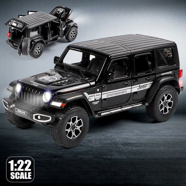 Jeep Wrangler Rubicon Diecast Modellauto 1:22 aus Metall in Rot - Bild 1