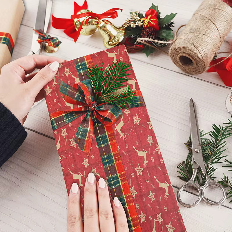ZQNYCY Weihnachts-Geschenkpapierrolle mit Cartoon-Weihnachtsmann und Elch, Breite: 50 cm, Länge: 10 m - Bild 4