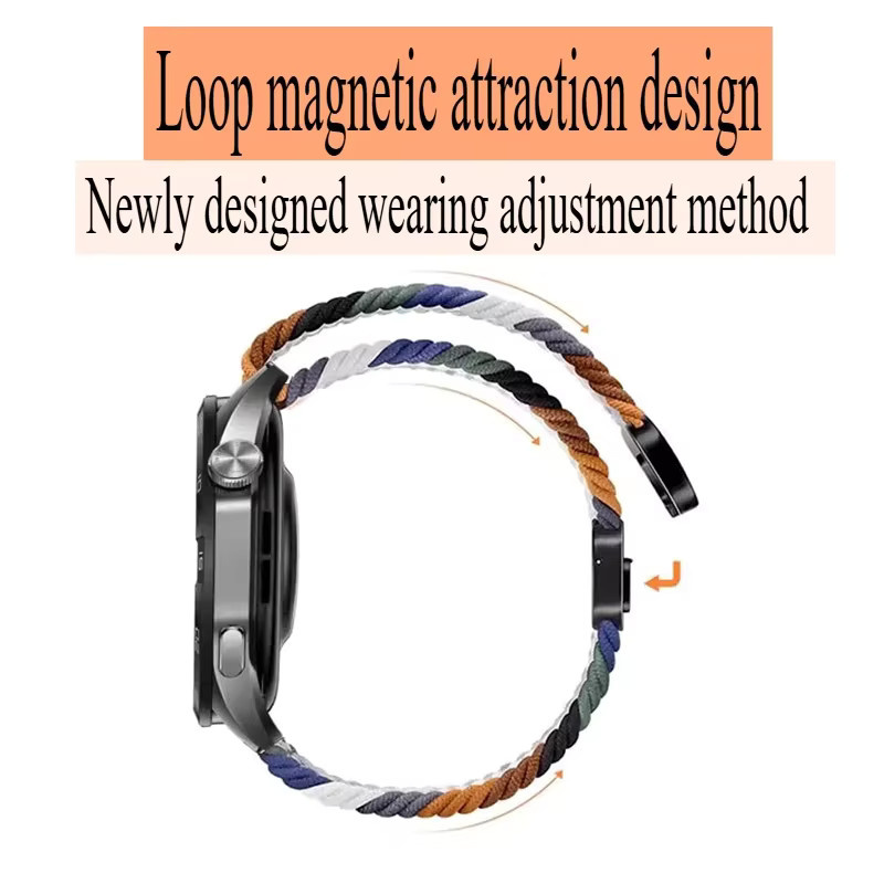OAKCHARM Uhrenarmband Nylon, geflochten, magnetisch, 22 mm, Unisex, Bunt - Bild 4