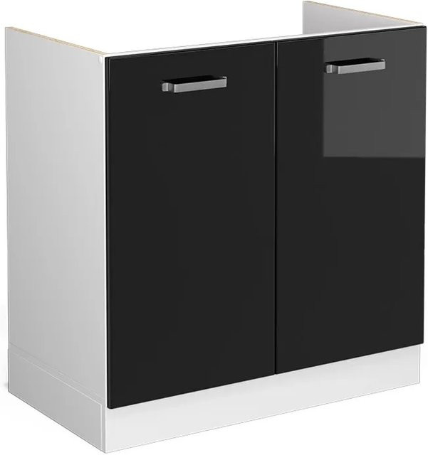 Vicco Spülenunterschrank R-Line Küchenschrank modern Weiß Schwarz Breite: 80 cm, Höhe: 81,6 cm, Tiefe: 46 cm - Bild 2