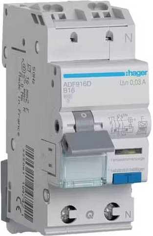 Hager RCBO FI-Schutzschalter und Leitungsschutzschalter 2-polig 16A 0,03A 230V in Weiß - Bild 1