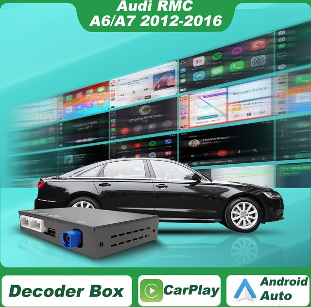 ANYFAR Drahtloses CarPlay und Android Auto Retrofit Decoder Box Kit für Audi A6 A7 2012–2016 mit 6,5 Zoll Bildschirm in Schwarz - Bild 1