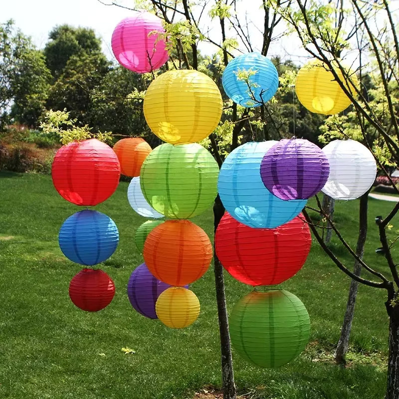 Merylover Papierlaterne Lampion in Gelb und Orange, Durchmesser: 15 cm, Dekoration für Hochzeit und Weihnachtsfeier - Bild 2
