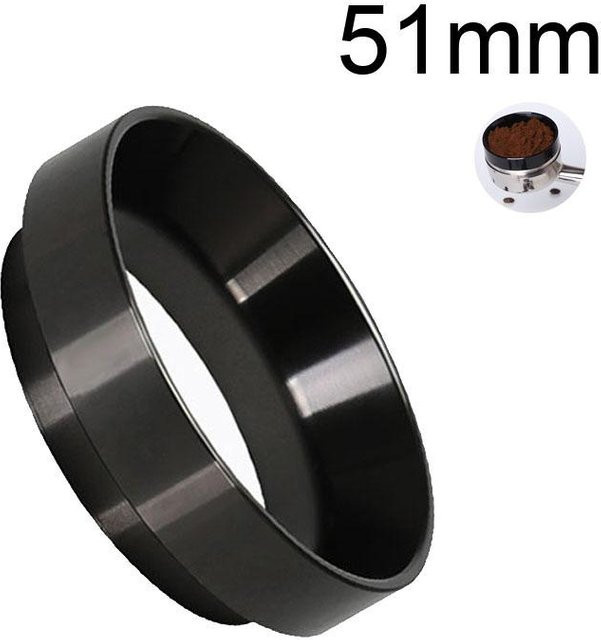 Yiran Furniture Dosierring aus Aluminium für Espresso Kaffeepulver, kompatibel mit 51mm, 53mm, 54mm und 58mm Profilter, Farbe: Schwarz - Bild 1