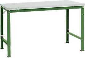 Manuflex Grundtisch UNIVERSAL Spezial höhenverstellbar in Melamin lichtgrau und resedegrün, B: 150 cm, T: 100 cm - Bild 1
