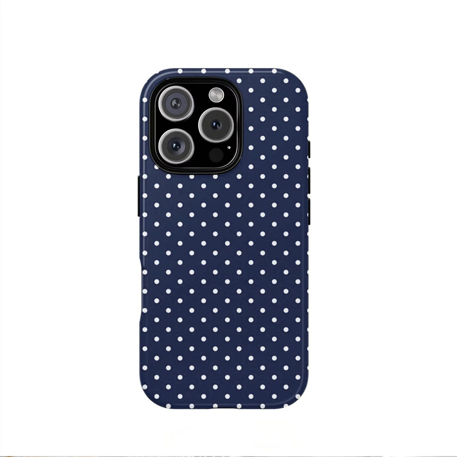 Sturzesichere Handyhülle mit Punktmuster in Marineblau für iPhone 11 bis iPhone 17 Pro Max Plus - Bild 2