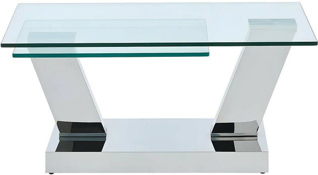 Couchtisch Oyrus von Vente-unique in Transparent und Silber mit drehbarer Platte aus gehärtetem Glas und Edelstahl, B: 155 cm, T: 95 cm - Bild 1