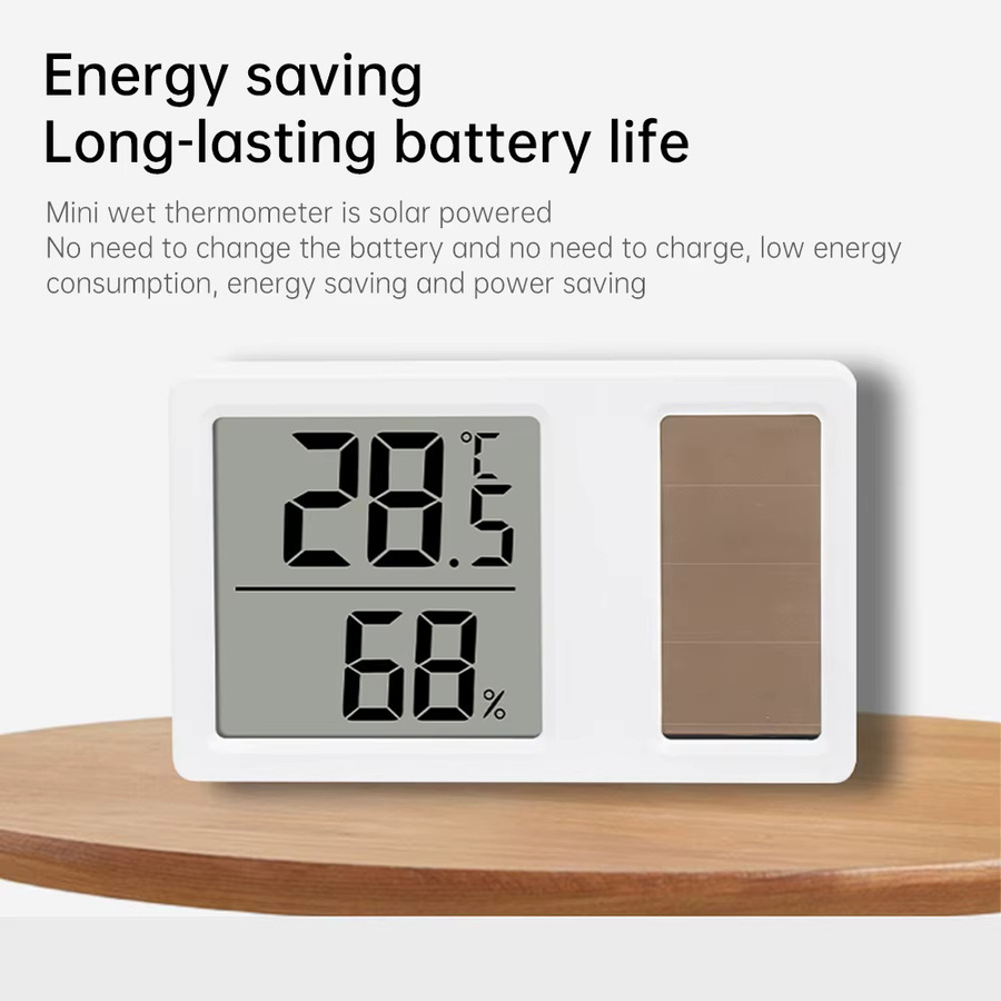 Aideepen Digitales Temperatur- und Luftfeuchtigkeitsmessgerät mit Solarbetrieb, tragbares Mini-Messgerät für Schlafzimmer in Gold oder Weiß - Bild 2