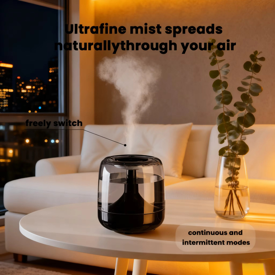 TENGKESi Aroma Diffuser Luftbefeuchter mit Farbwechsel-Beleuchtung und transparentem Wassertank in Weiß - Bild 2