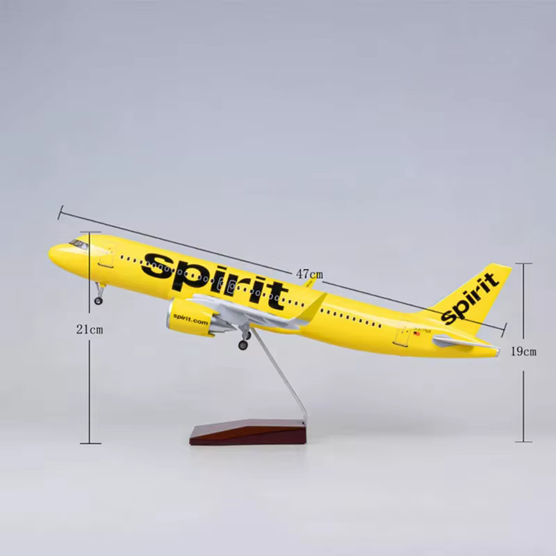 ZOCO A320neo Spirit Aviation Flugzeugmodell, 1/80 Maßstab, mit Licht und Rädern, Harz - Bild 2