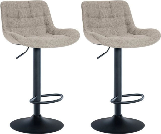 DELUKE 2er Set Barhocker CARAM in Taupe, höhenverstellbare Barstühle mit Lehne und 360 Grad Drehsitz, Stoffbezug - Bild 1