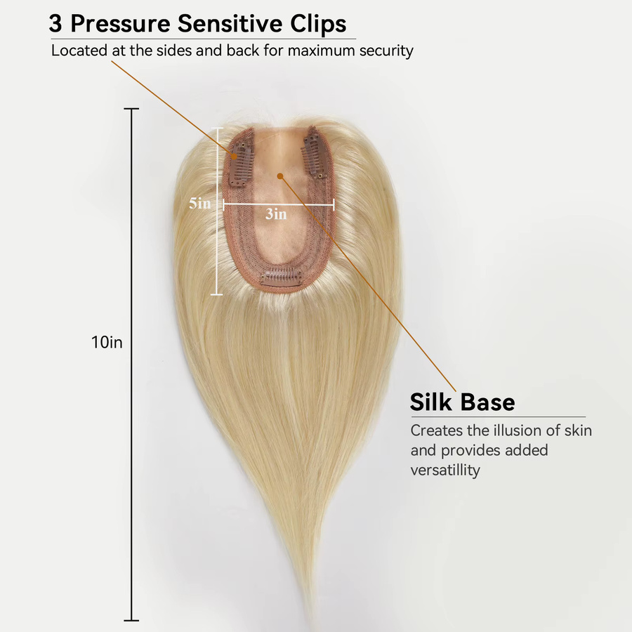 HAIRCUBE Remy-Echthaar-Topper, 25,4 cm, hellblond, Seidenbasis, Clip-in, Damen - Bild 2